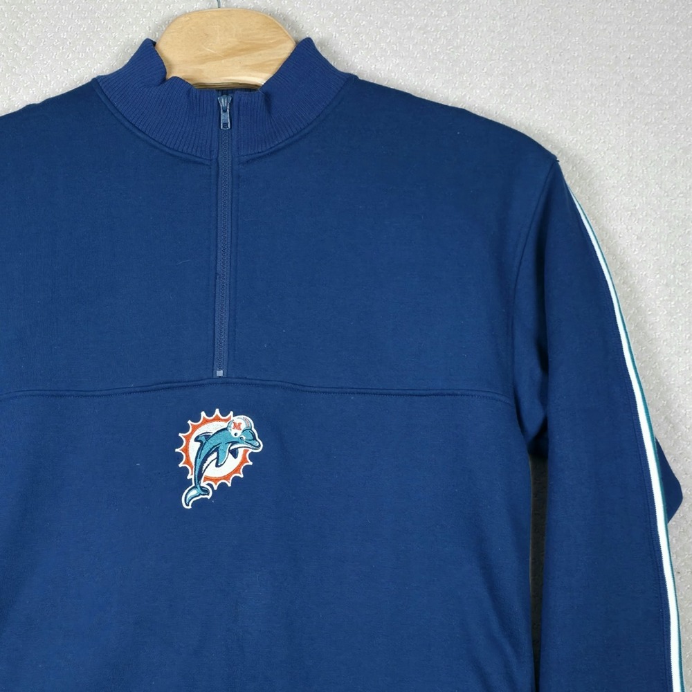Vintage Miami Dolphins NFL Quarter Zip Pullover Sweatshirt Logo Athletic L Strip